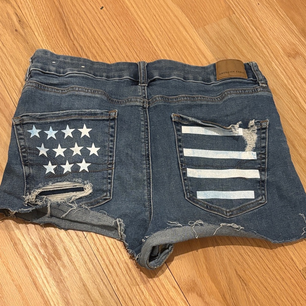 American Eagle Outfitters Blue Distressed Jean Shorts